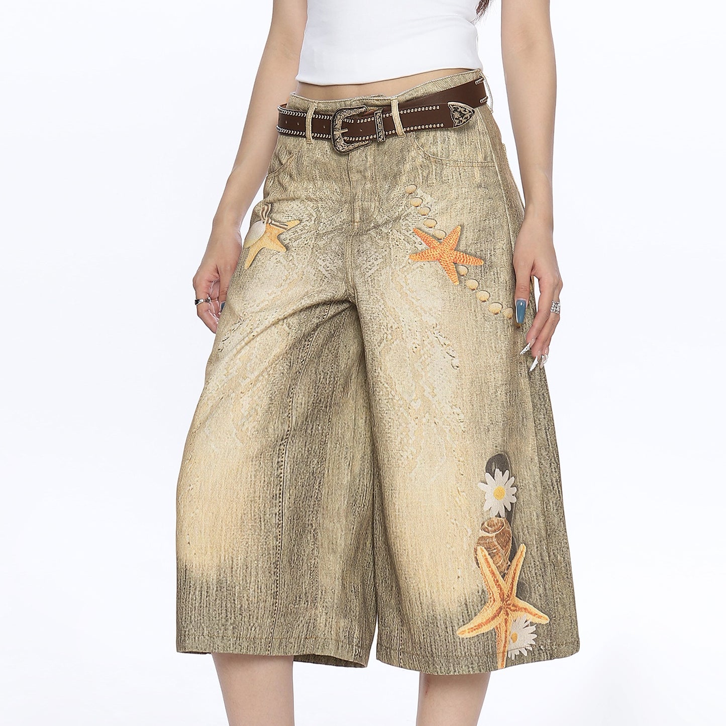 Retro Large Size Cropped Pants with Comfy Micro Elasticity