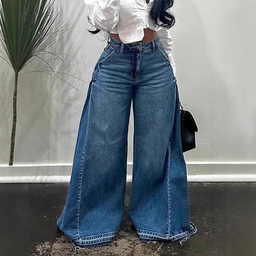 Loose Wide Leg Jeans with Tassel Details for a Unique Style Statement