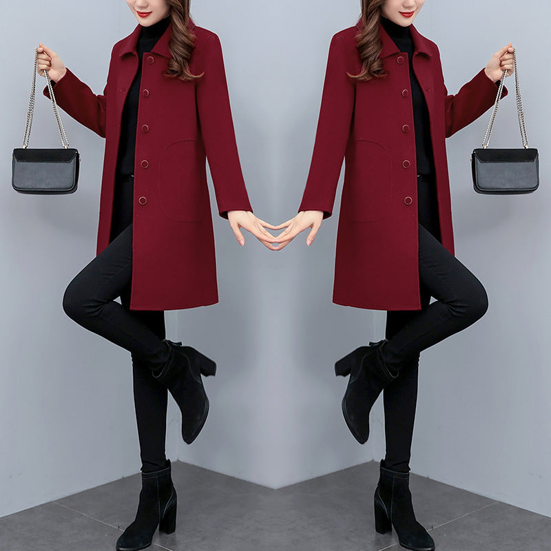 Woolen Coat with Slim Fit Design for Chic Fall and Winter Style