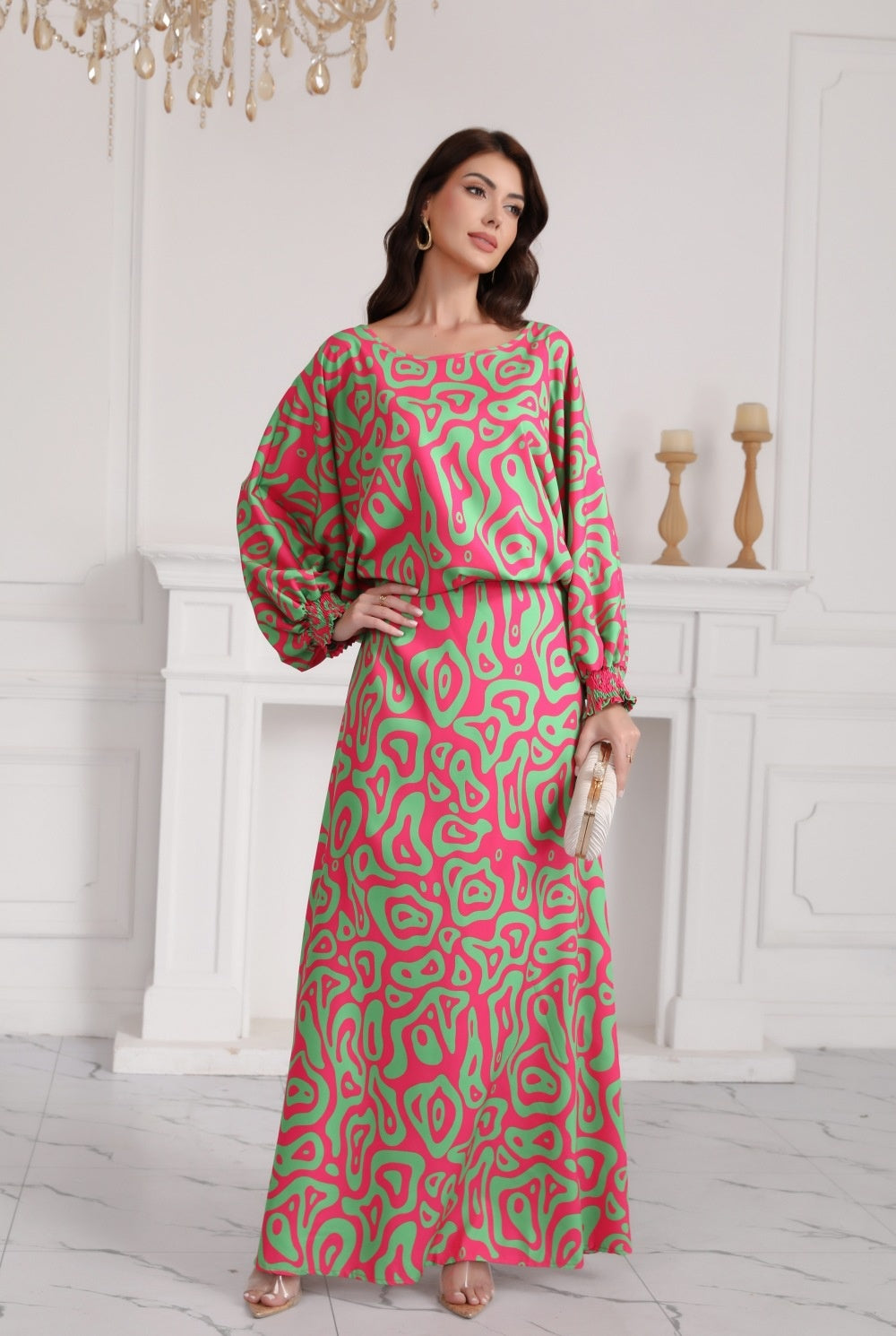 Plus Size Printed Skirt with Geometric Pattern for Casual Style