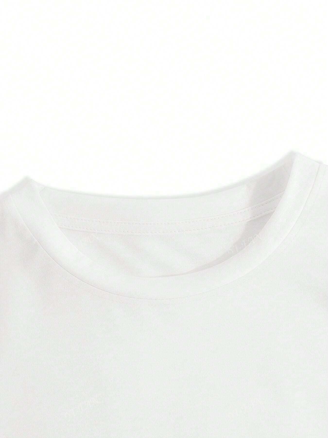 Round Neck Polyester Short-Sleeved Top with Bow Print Design