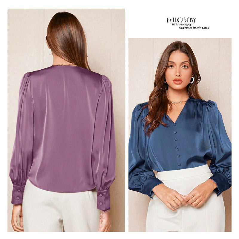 Satin Top with Button Detail for Effortless Style and Comfort