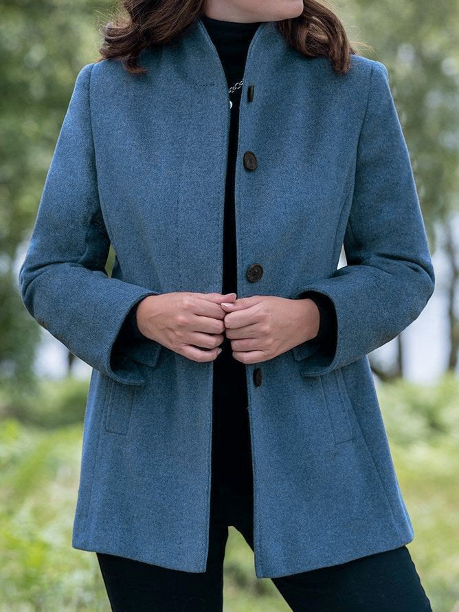 Minimalist Long Sleeve Lapel Button Slim-fit Woolen Coat