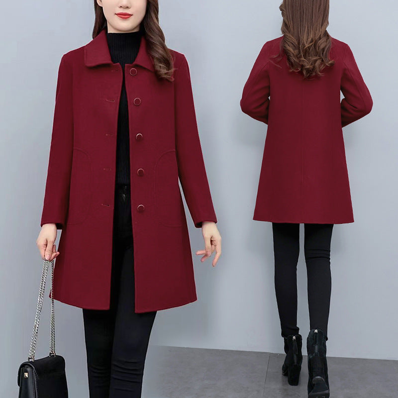 Woolen Coat with Slim Fit Design for Chic Fall and Winter Style