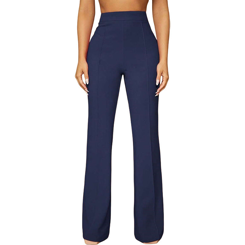 High Waist Casual Business Trousers with Pocket Design