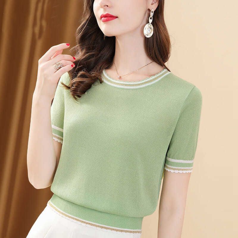 Ice Silk Short-Sleeved T-shirt with All-Match Style Options