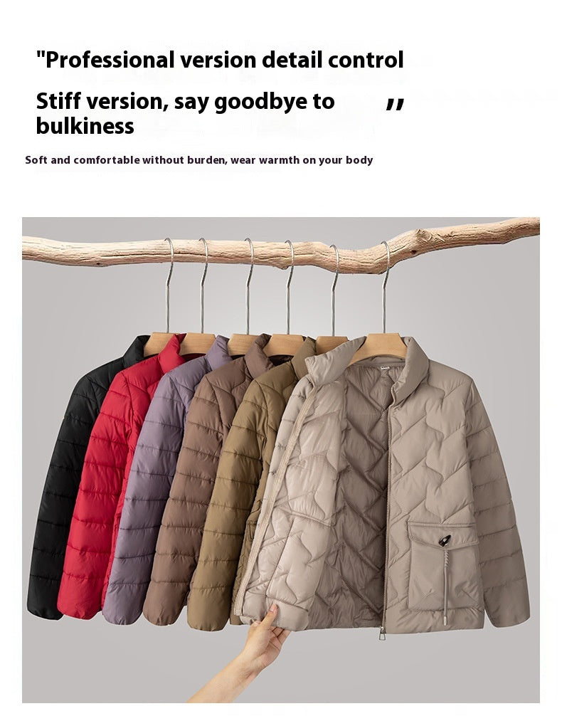 Solid Color Thick Cotton Jacket with Medium Length Design