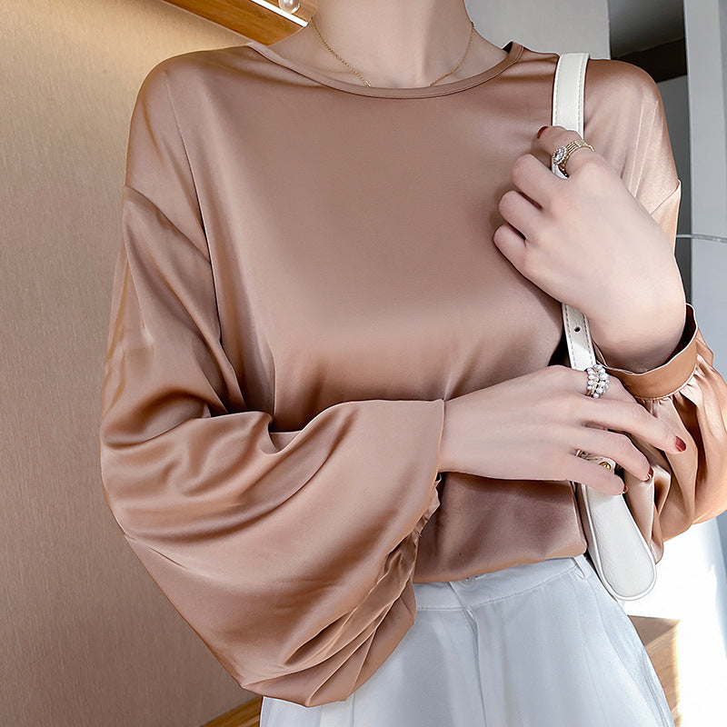 High-grade Round Neck Pullover T-shirt with Long Sleeves