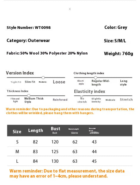 Mid-length Double-breasted Coat with Classic British Style