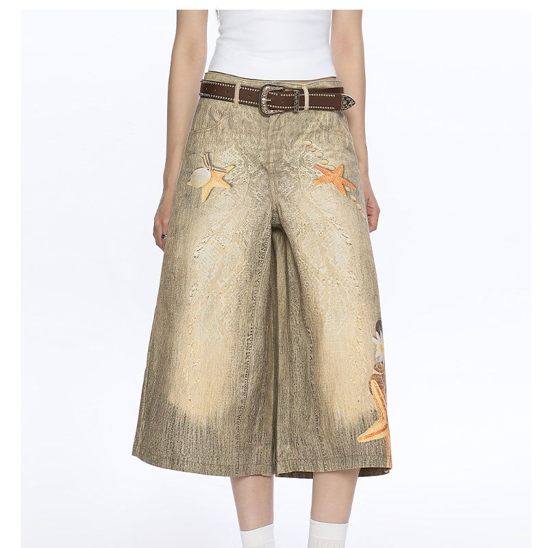 Retro Large Size Cropped Pants with Comfy Micro Elasticity