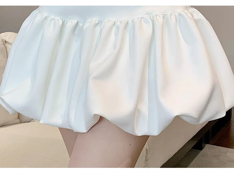 Ballet Style White Bud Skirt with Korean Fashion Charm
