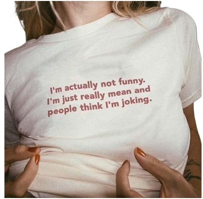 Cotton American Street Font Print Retro Loose Short Sleeve Top