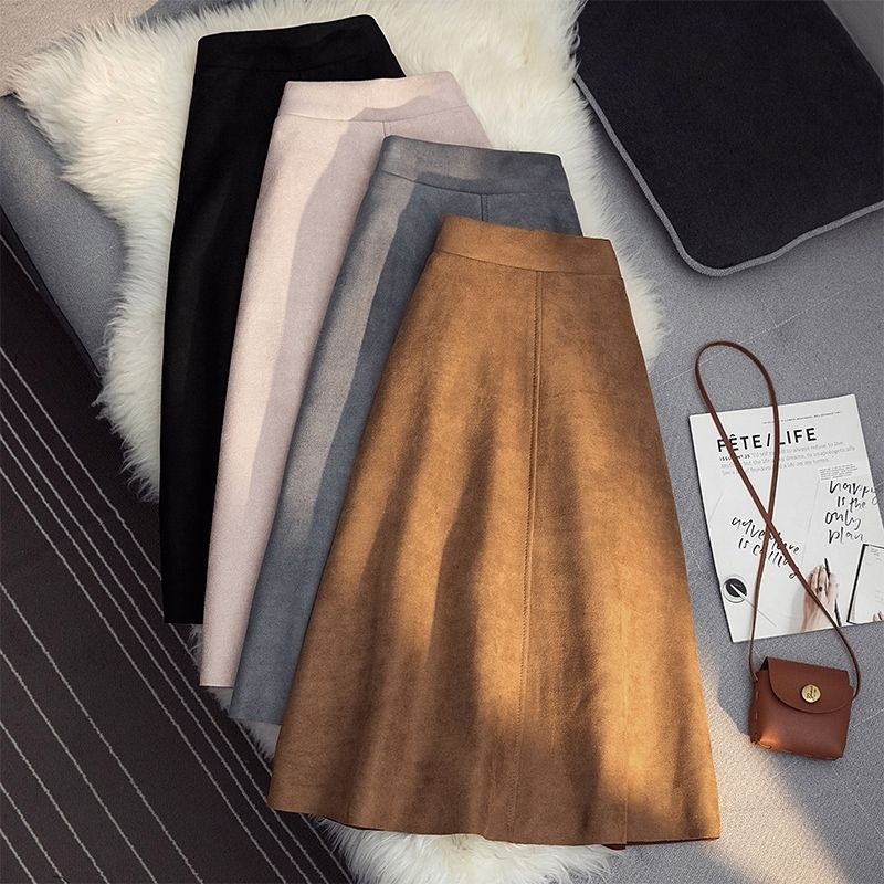 High Waist Slimming A-Line Umbrella Skirt with Pleated Design