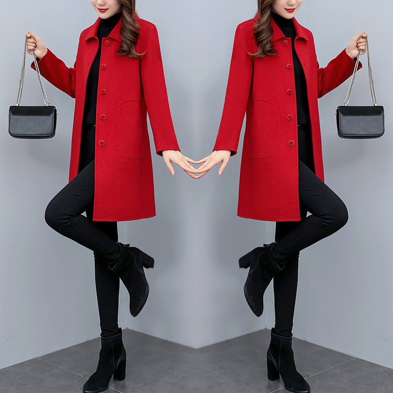 Woolen Coat with Slim Fit Design for Chic Fall and Winter Style