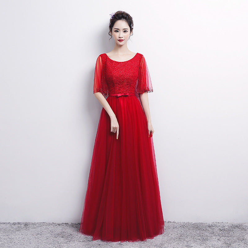 Banquet Evening Dress with Elegant U-Shaped Collar Design