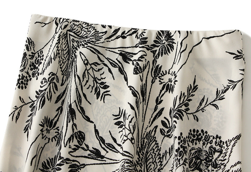 Floral Fishtail Skirt with High Waist Slimming Design