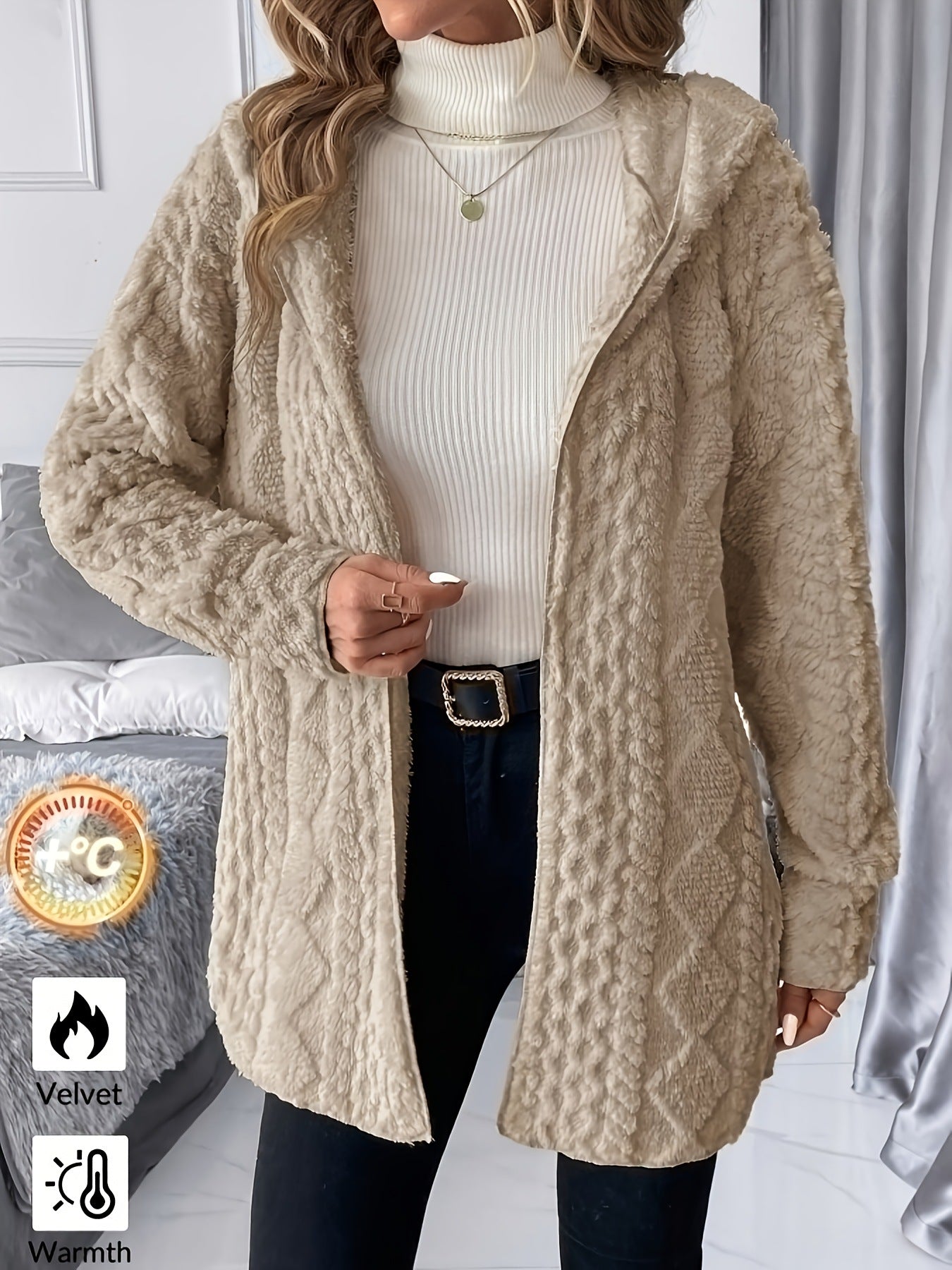 Casual Solid Color Hooded Zipper Jacket with Loose Fit Style