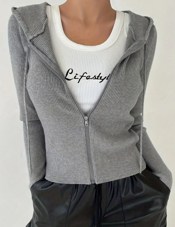 Slim-fit Zipper Hooded Jacket Coat with Casual Cardigan Style