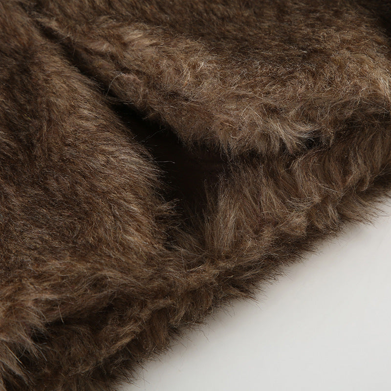 Retro Short Furry Skirt with Stylish Zipper Detail