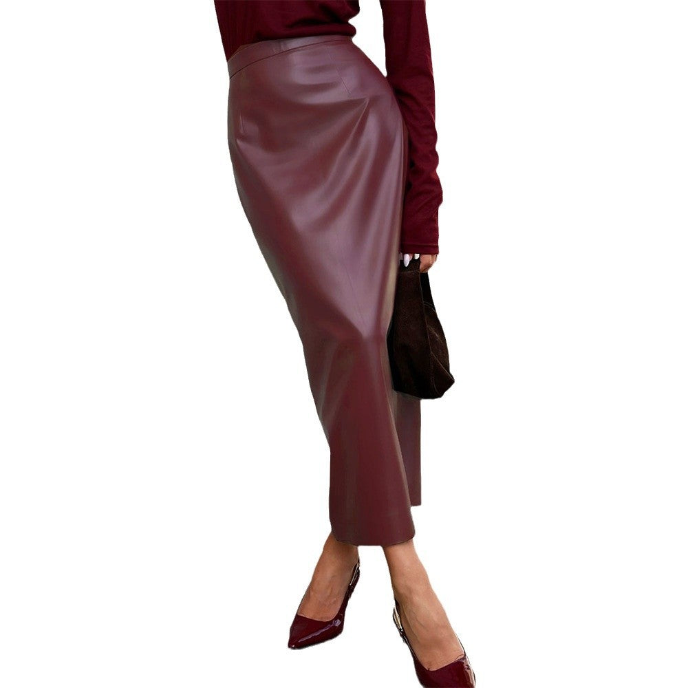 Ankela Red Slit Sheath Skirt with Fashionable Slim Fit Design