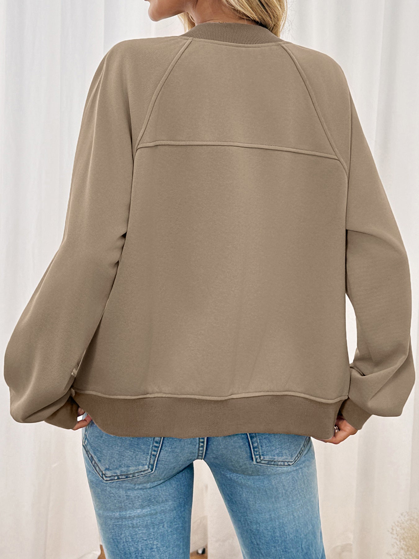 Casual Loose Jacket Coat with Zipper Detail for Effortless Style