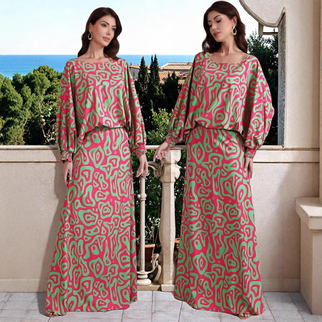 Plus Size Printed Skirt with Geometric Pattern for Casual Style