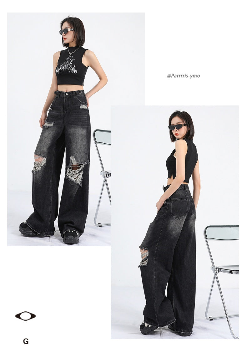Straight Loose Wide Leg Pants with High Waist Design