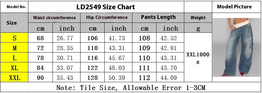 Distressed Denim Straight Trousers with Mid Waist Comfort