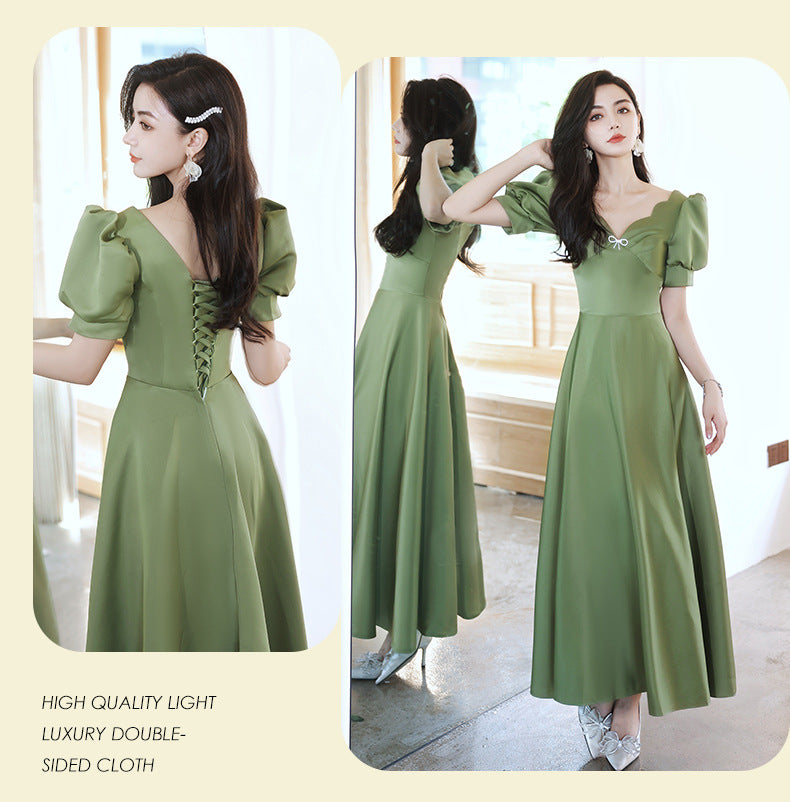 Avocado Green Satin Bridesmaid Dress for Spring Events