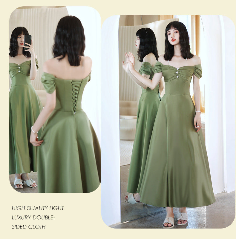 Avocado Green Satin Bridesmaid Dress for Spring Events