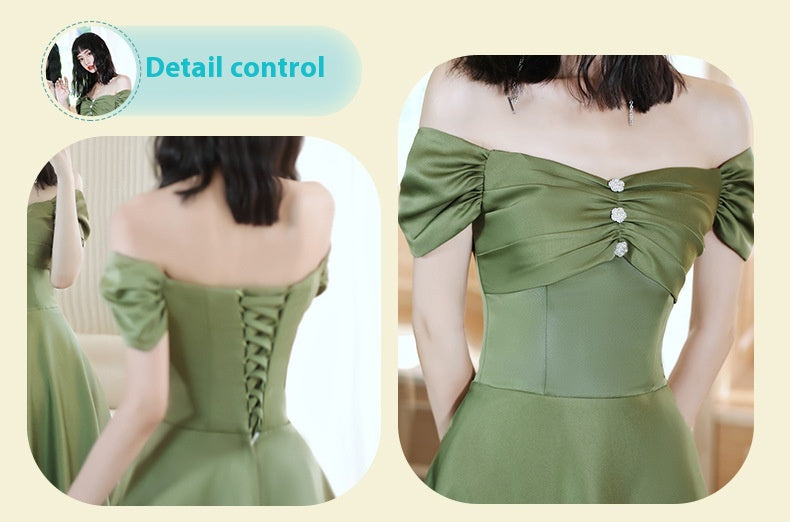 Avocado Green Satin Bridesmaid Dress for Spring Events