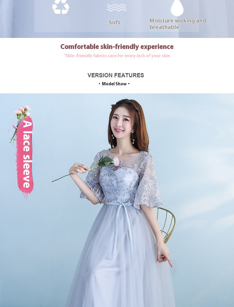 Long Bridesmaid Blue Dress with Adjustable Shoulder Straps