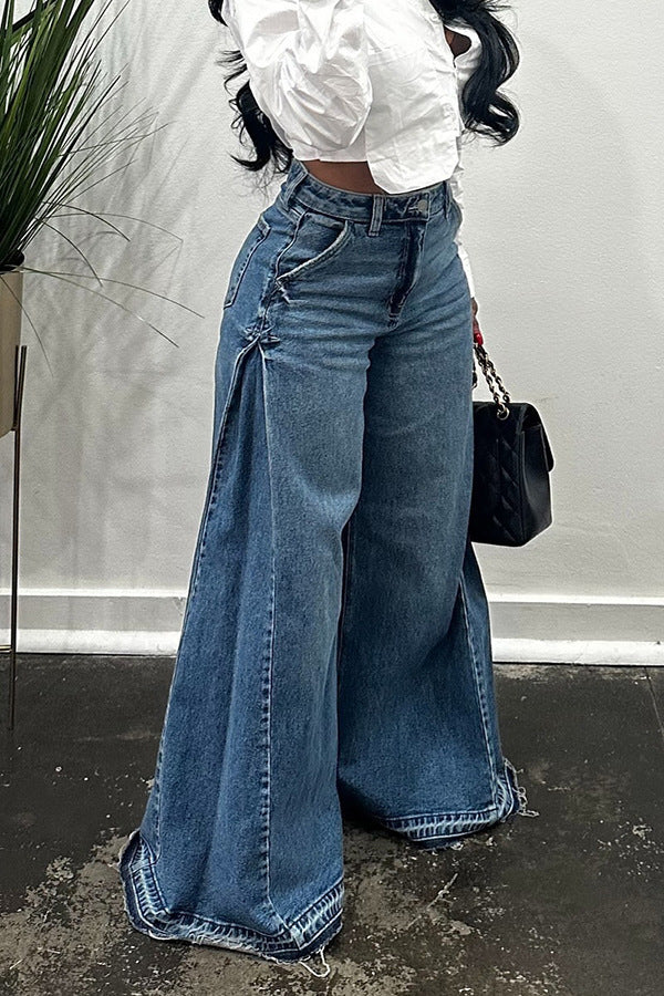 Loose Wide Leg Jeans with Tassel Details for a Unique Style Statement