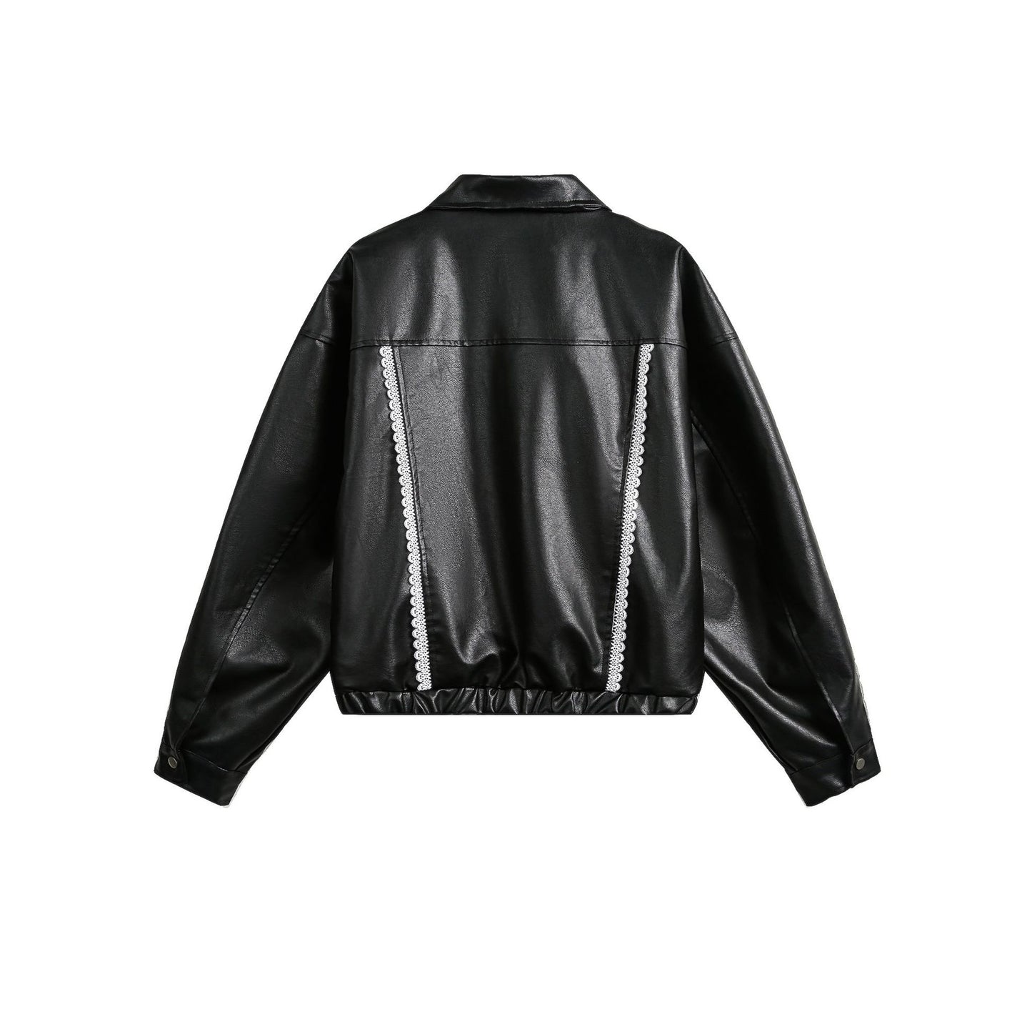 Lapel Jacket with Lace Embroidery and Cute Style Details