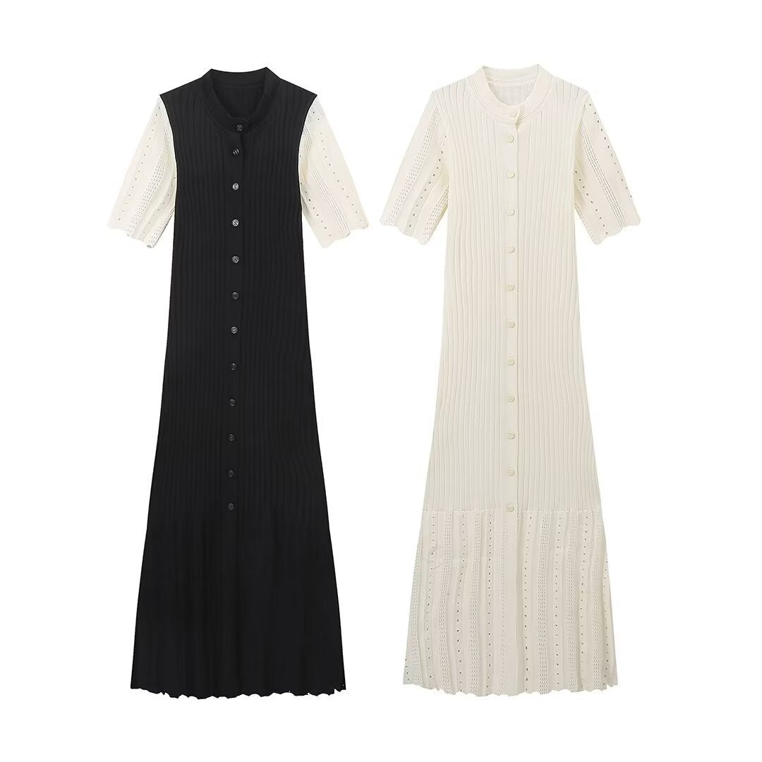 Short-sleeved Knitted Dress with Stylish Slit Design for Every Occasion
