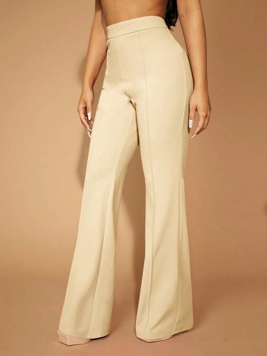High Waist Casual Business Trousers with Pocket Design