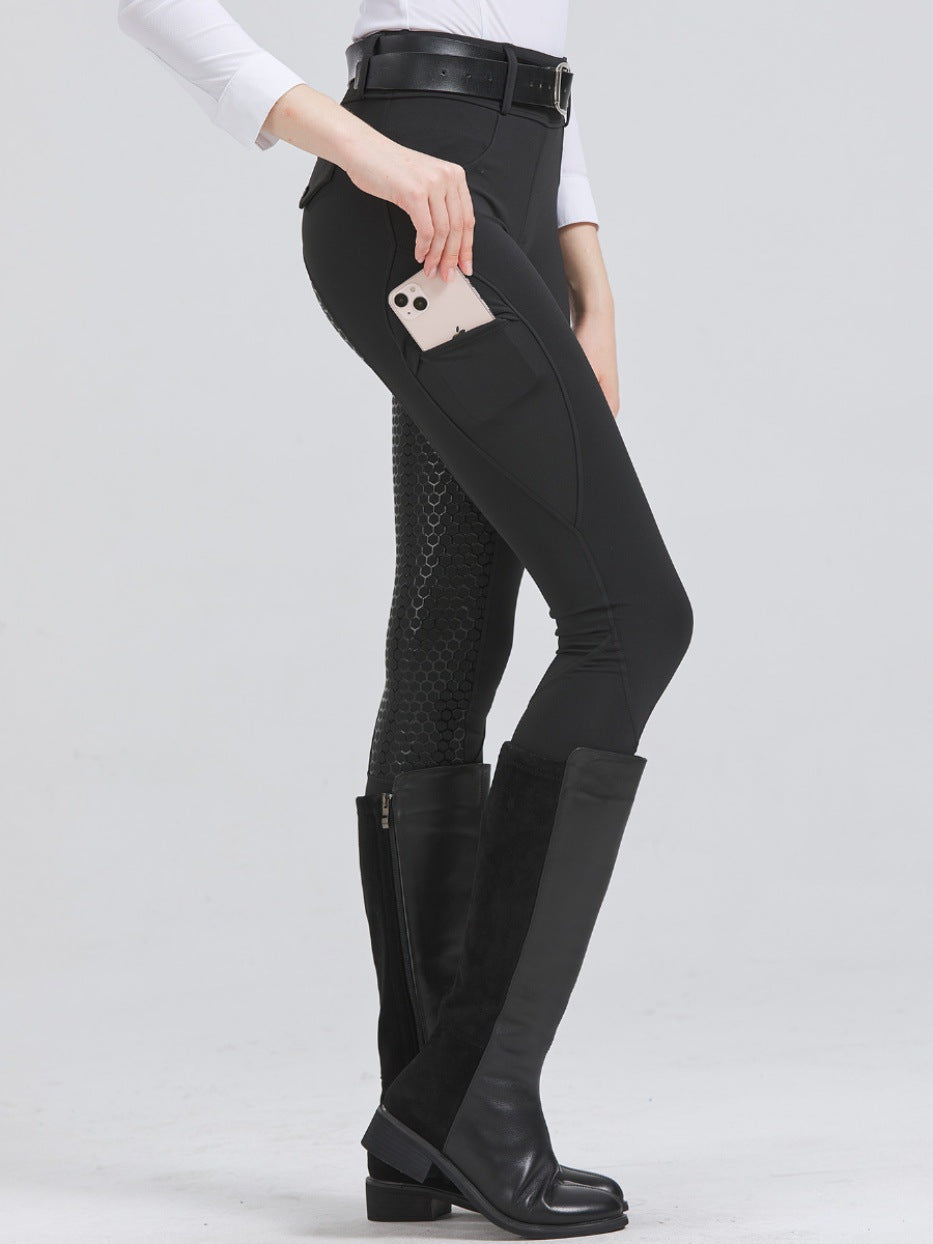Stretch High-Waist Quick-Drying Pants with Stylish Honeycomb Patterns