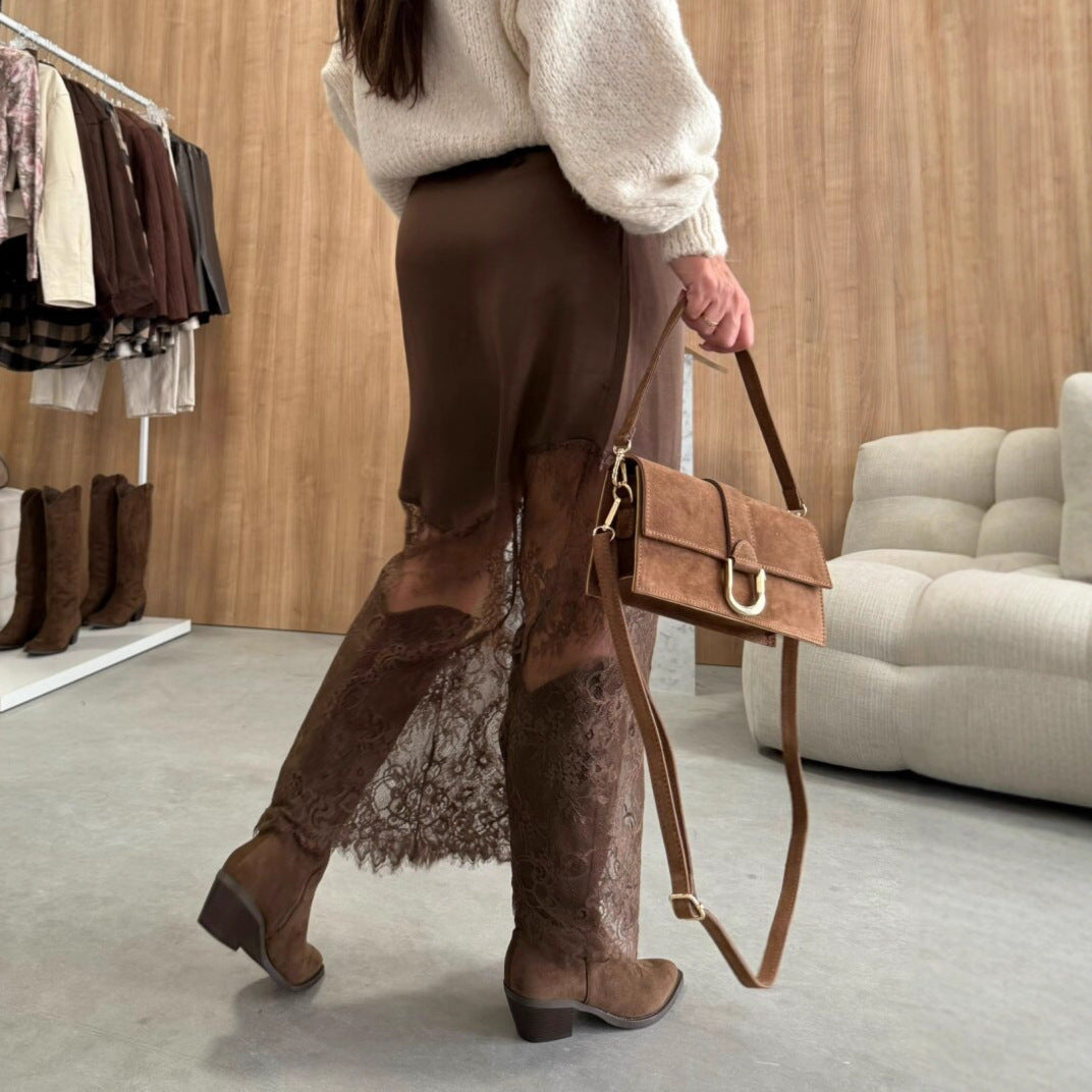 Skirt with Slimming Solid Color Design for Flattering Fit