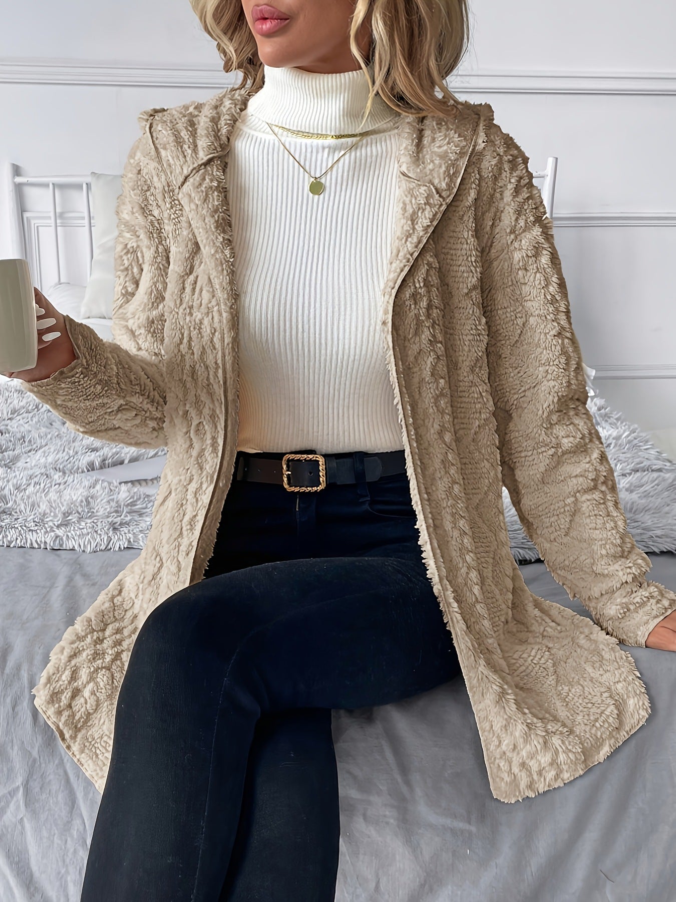 Casual Solid Color Hooded Zipper Jacket with Loose Fit Style