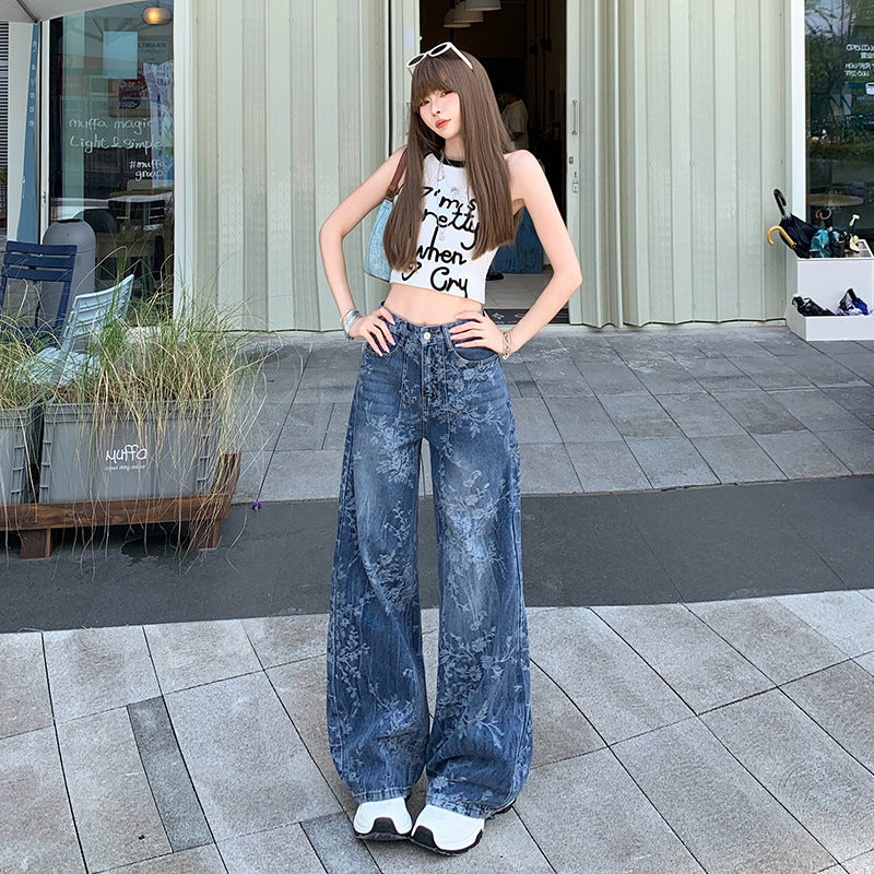 Loose Wide-leg Jeans with Comfortable Denim Fabric for Everyday Wear