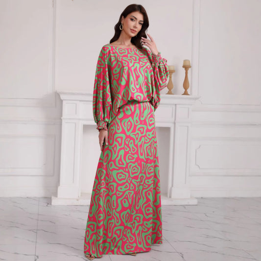 Plus Size Printed Skirt with Geometric Pattern for Casual Style