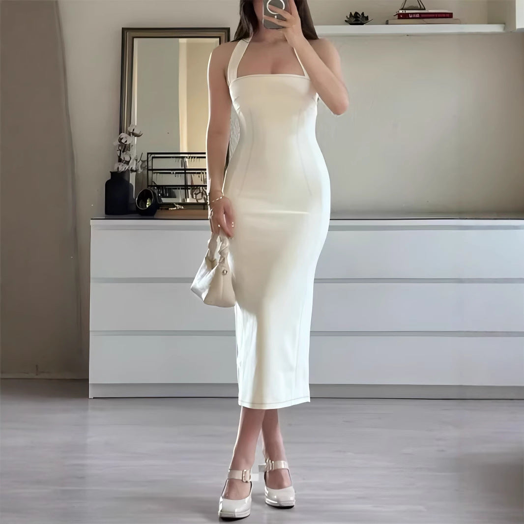 Slim Fit Backless Dress with High Waist Style for Effortless Elegance