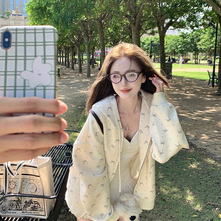 Floral Hooded Cardigan with Cozy Fleece Padded Design