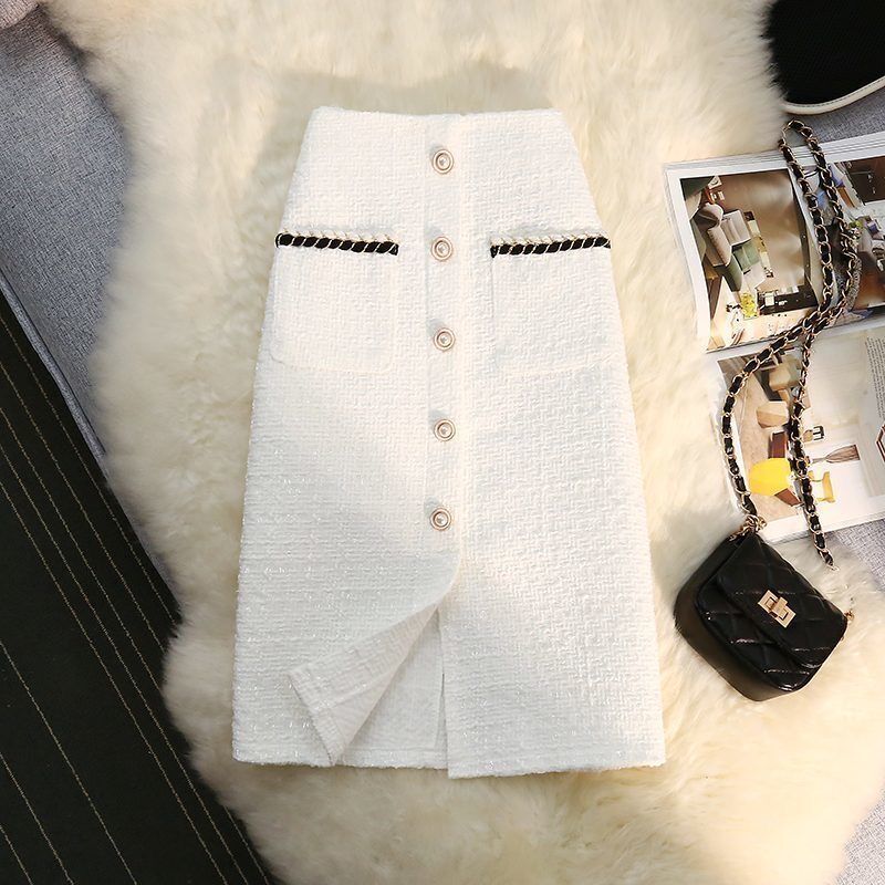 High Waist Slimming A-Line Skirt with Stylish Pocket Design