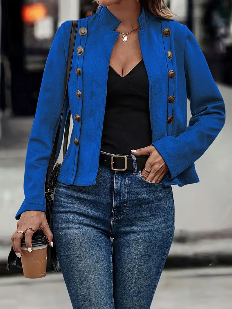 Double-row Metal Buckle Deerskin Velvet Long-sleeved Coat