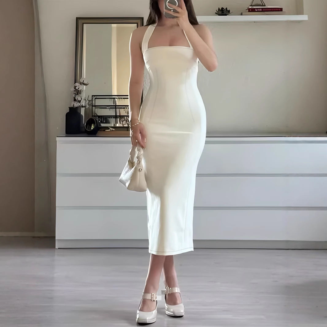 Slim Fit Backless Dress with High Waist Style for Effortless Elegance