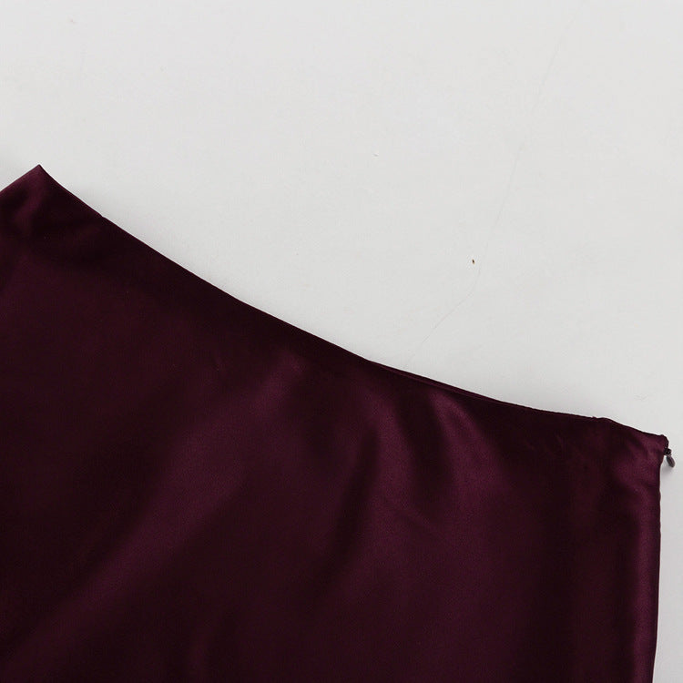 Satin Stitching Mesh Double-layer Sheath Skirt with Elegant Design