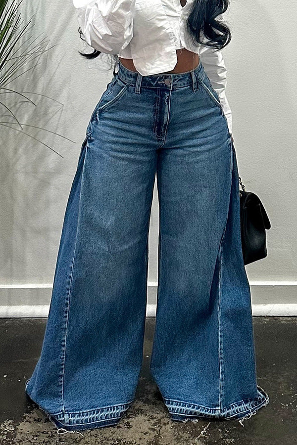 Loose Wide Leg Jeans with Tassel Details for a Unique Style Statement