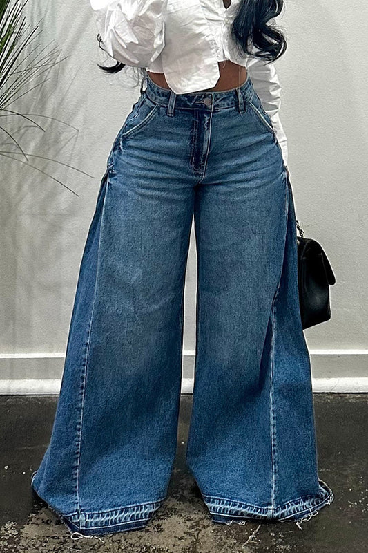 Loose Wide Leg Jeans with Tassel Details for a Unique Style Statement