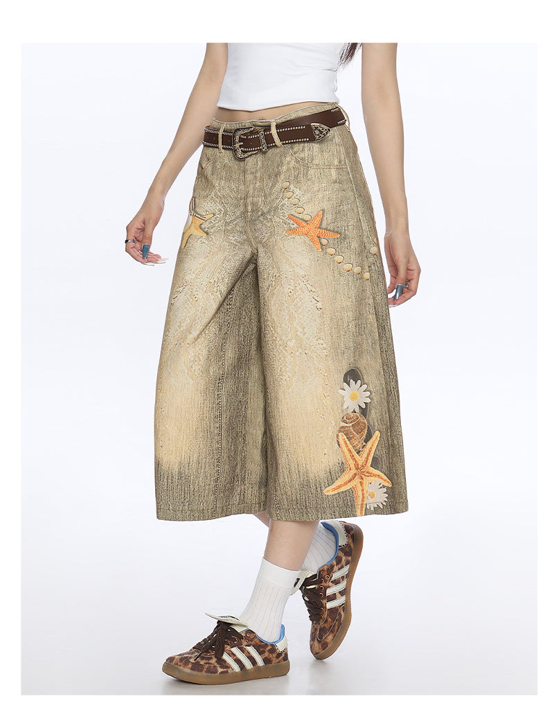 Retro Large Size Cropped Pants with Comfy Micro Elasticity